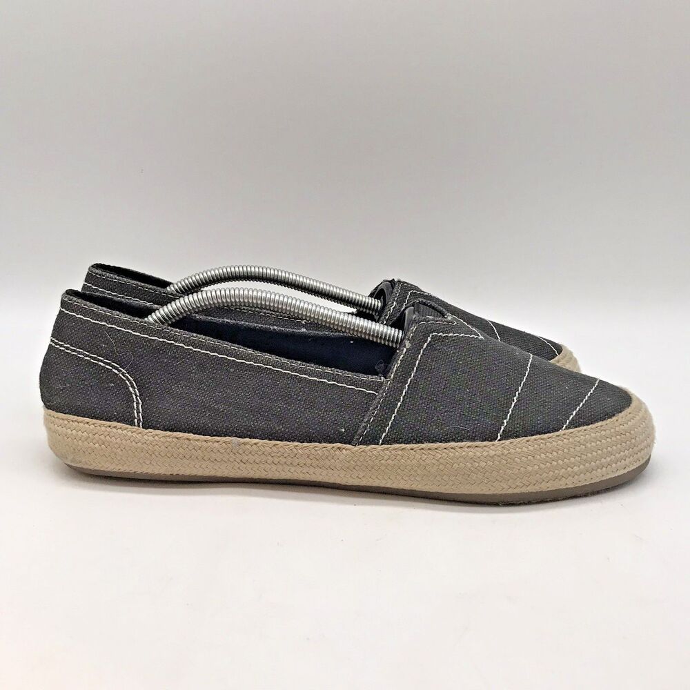 Maui Island Women's 8.5M Gray Canvas Slip On Tiki Shoes Espadrille Comfort Flats